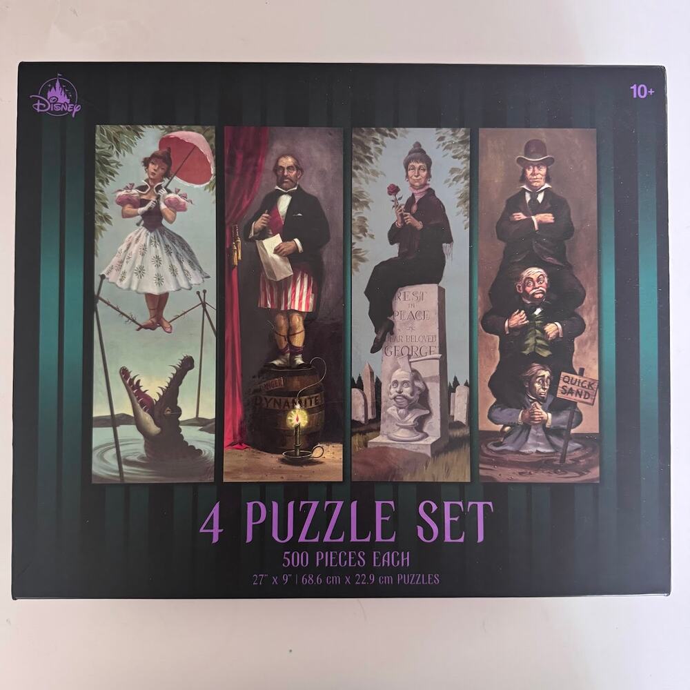 Disney The Haunted Mansion 4 Puzzle Set Stretching Room Portraits NEW